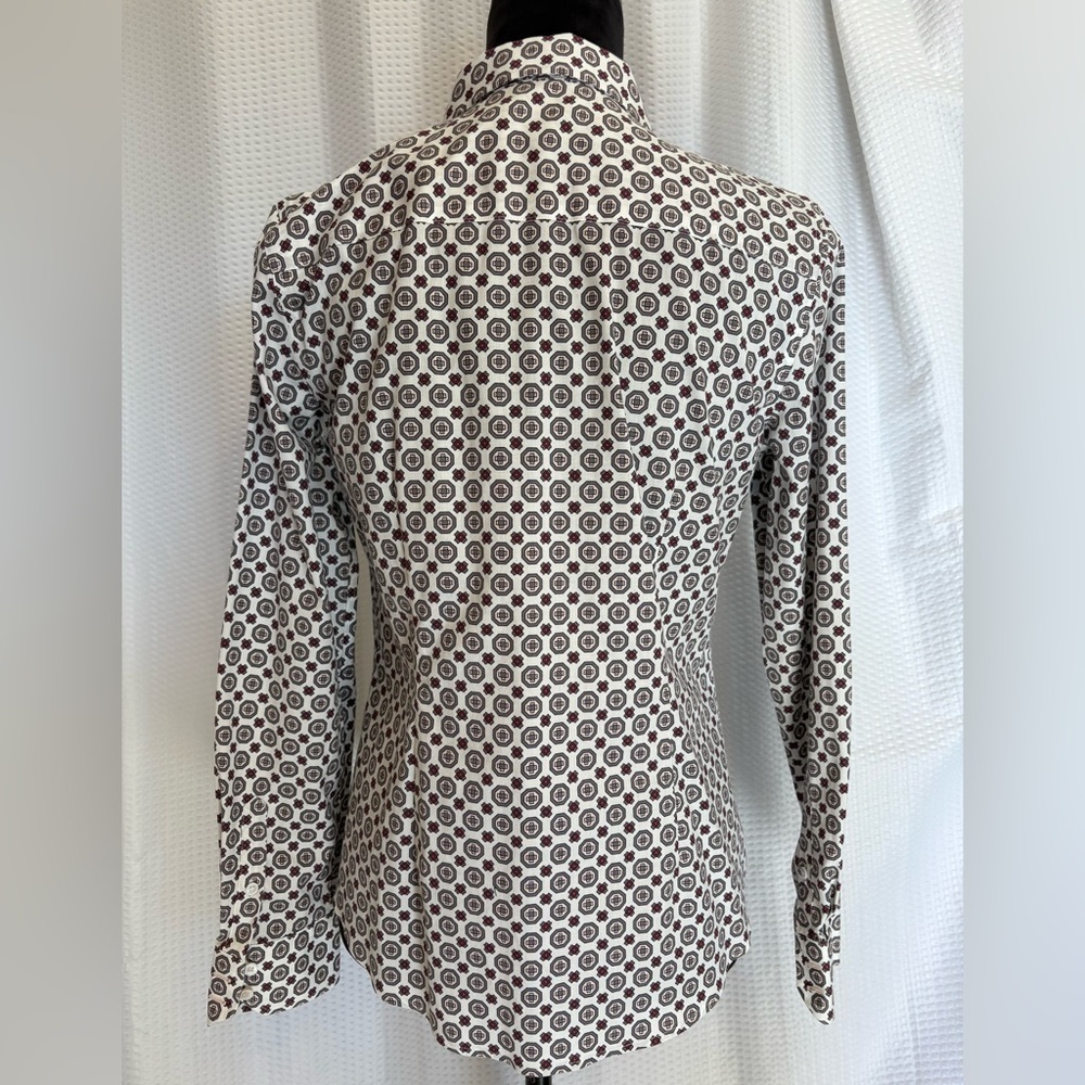 Talbots Multicolored Patterned Long Sleeve Button… - image 4